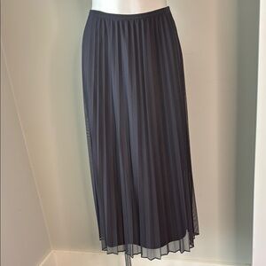 Pleated Shear Midi Skirt EUC Charcoal Gray Petite Large